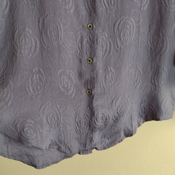 Jonathan Martin Vintage Womens Silk Blouse L Smoky Purple Jacquard Button Up Top - Picture 5 of 9